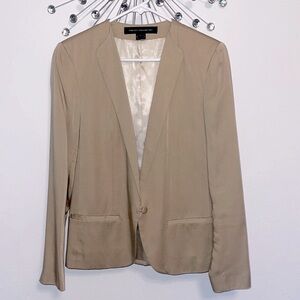 French Connection tan blazer, satin soft feel